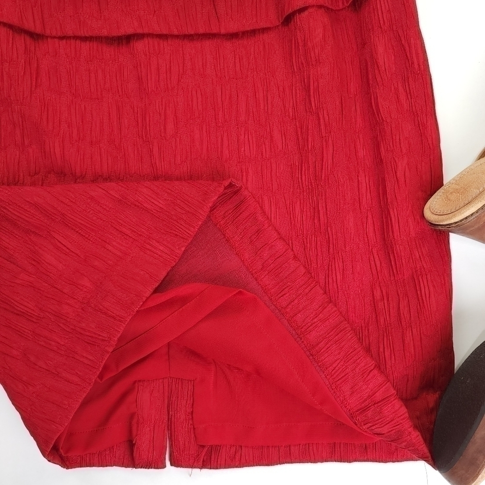 Kay Unger Red Belted Dress Sz 10 - Picture 8 of 12
